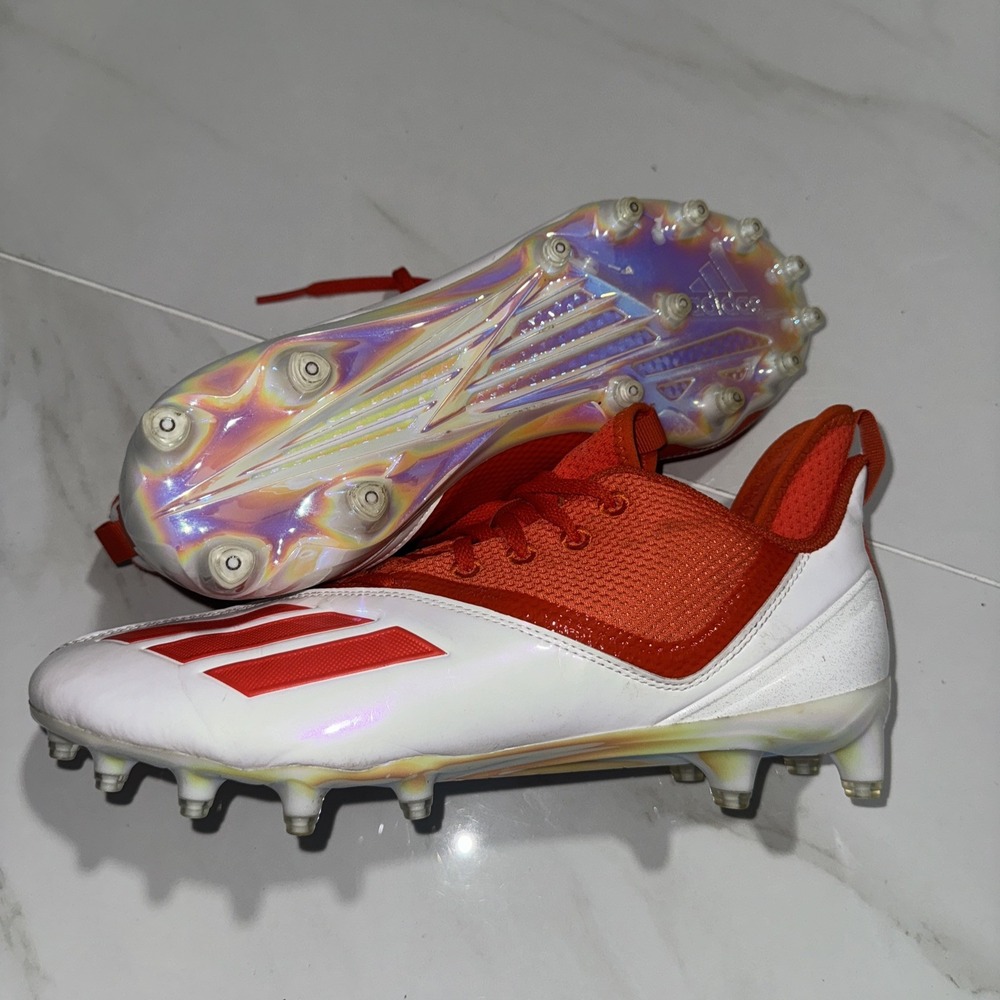 adidas Adizero 21 Orange White Football Cleats GW2944 Men's Size 11.5 Primeknit